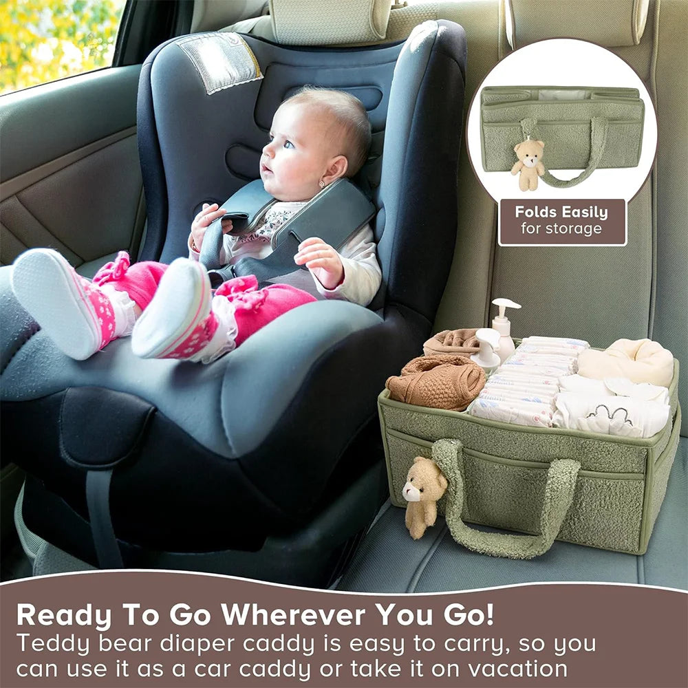 Плюшени чанти за пелени PANGDUBE с органайзер за пелени с мече, органайзер за пелени за детска стая, чантичка за пелени за бебета