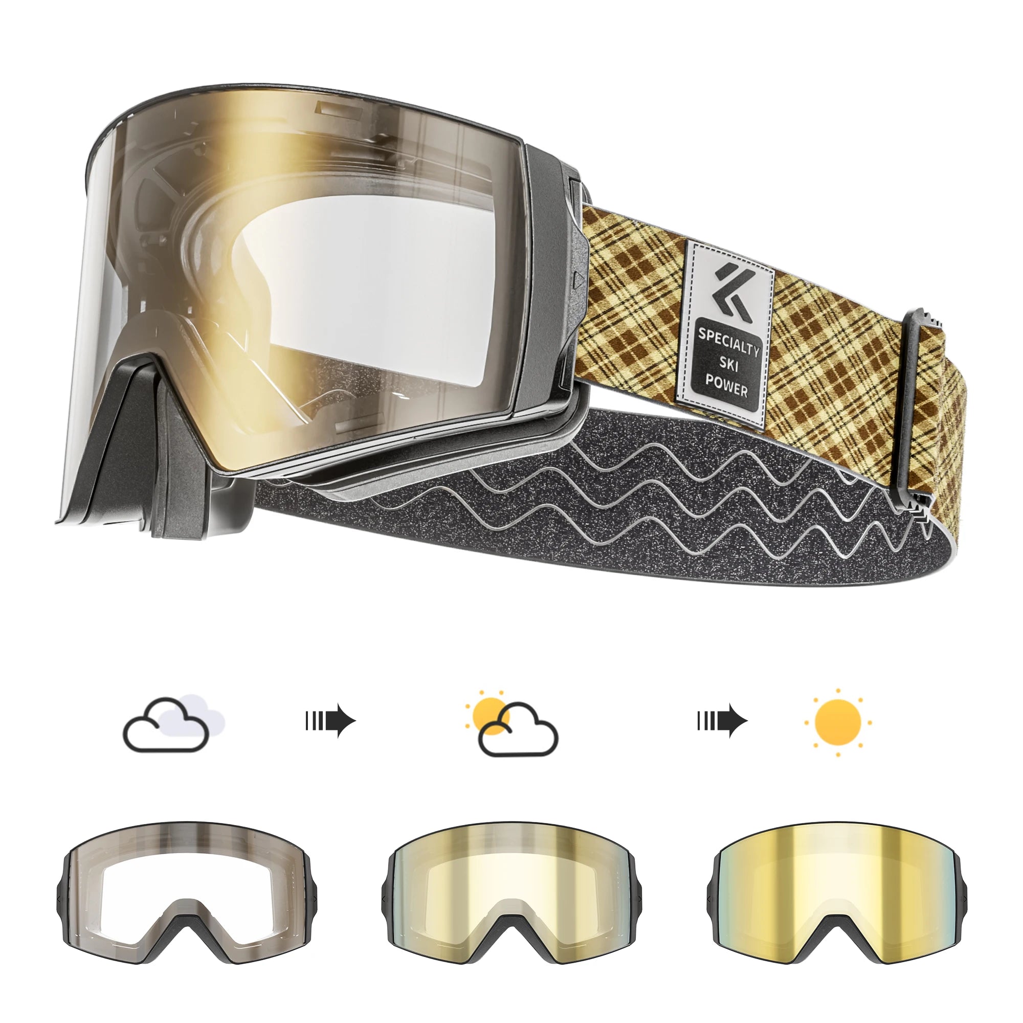 KAPVOE Фотохромни ски очила за зимни спортове за унисекс, сняг, UV400, магнитни очила против замъгляване, за сноуборд