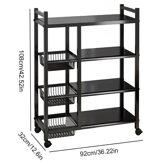 92*32*108 см Кухненски стелаж за съхранение на колелца, многоетажен стелаж за съхранение, домашен рафт за микровълнова печка, кухненски стелаж