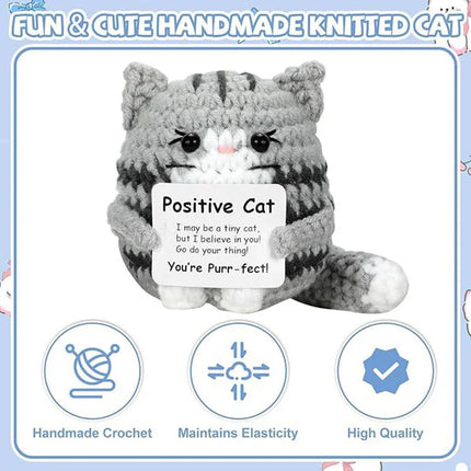 Нова плетена на една кука кукла котка украшение за дома декорация на стая ръчно плетена кукла котка с положителна енергия с картичка коледни парти подаръци