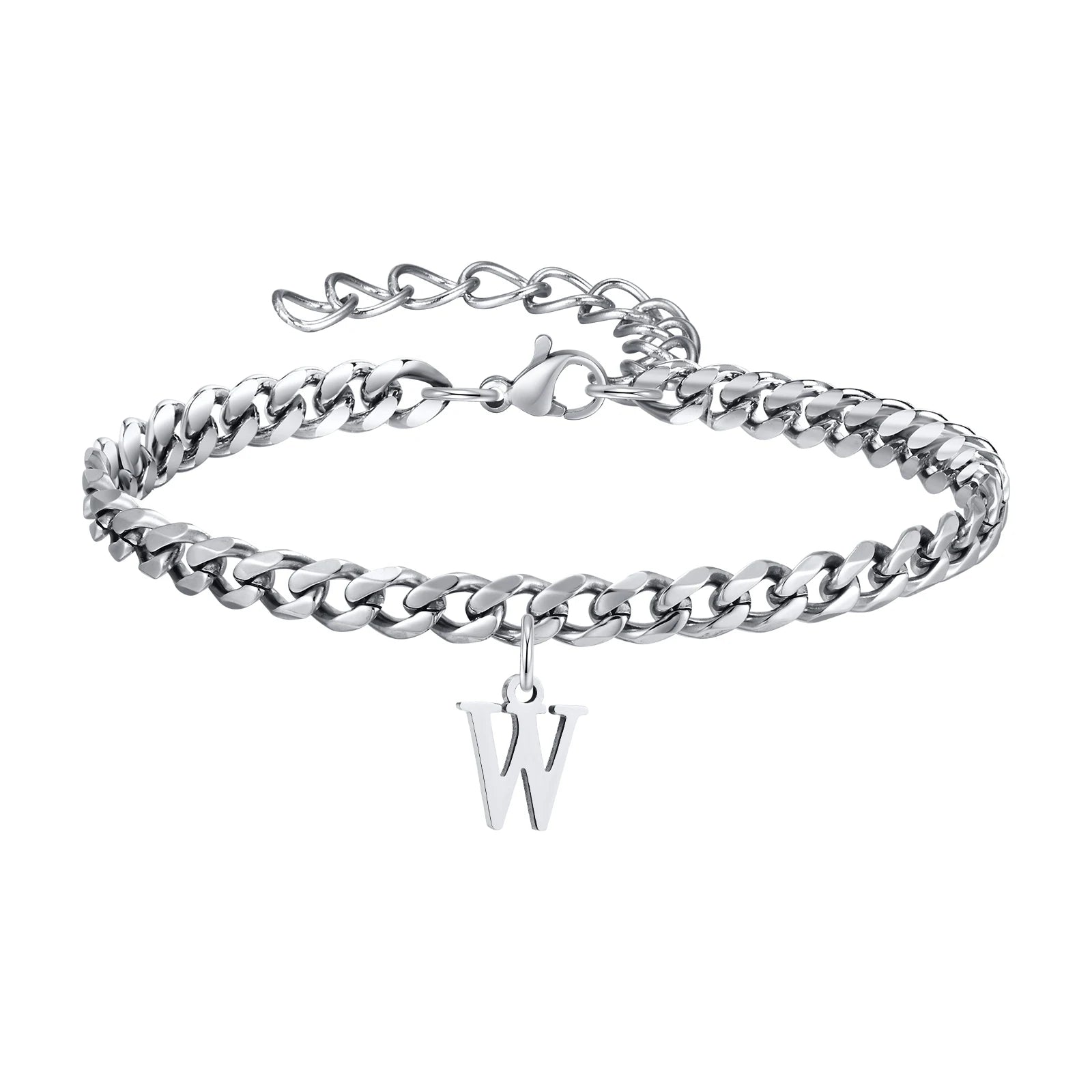 Мъжки гривни с кубински инициали и връзки, неръждаема стомана, 26 букви от азбуката от A до Z, регулируема верижка, ежедневен подарък за бижута