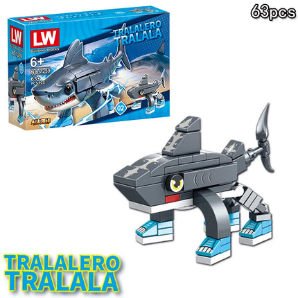 Italian Brainrot Animals Tung Tung Tung Sahur Building Blocks Tralalelo Tralala Shark BricksToy Gift for Children Kids Blind Box Строителни блокове