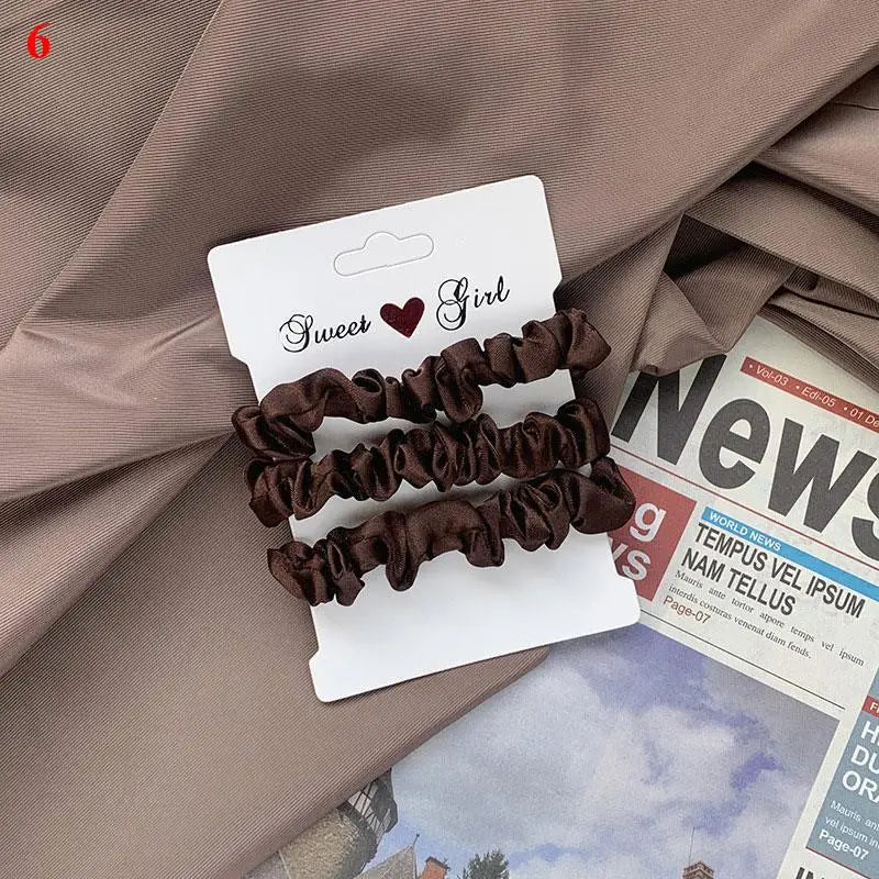 3 бр./комплект дамски копринени ластики за коса, комплект едноцветни ластики за коса за момичета, аксесоари за коса с ластик за коса за жени, държачи за опашка