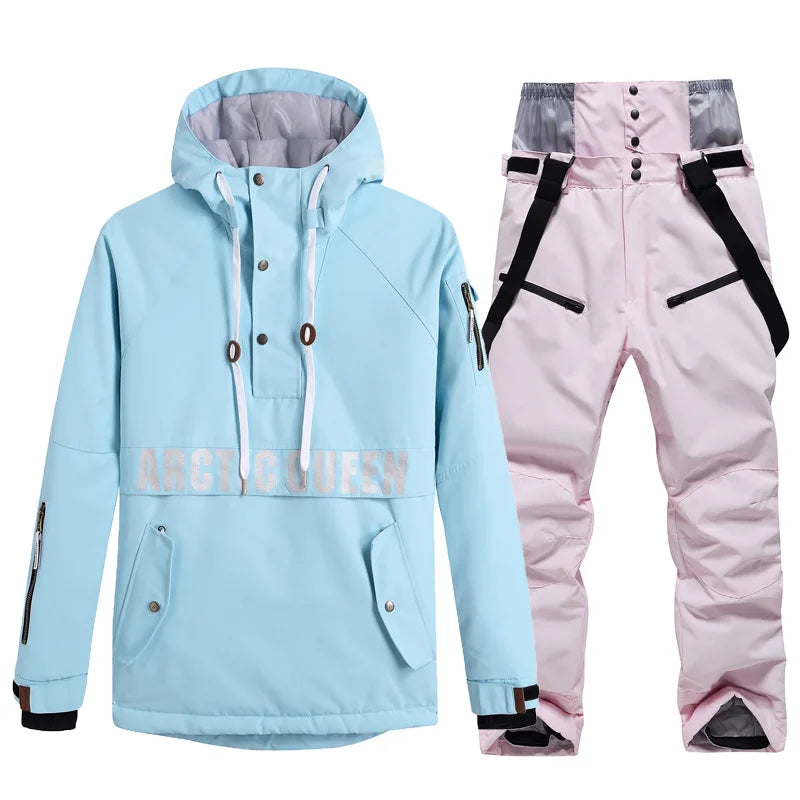 Комплекти ски костюми за мъже и жени, водоустойчиви, снежен костюм, комплект ски яке и панталон, облекло за дейности на открито, сноуборд, гащеризон