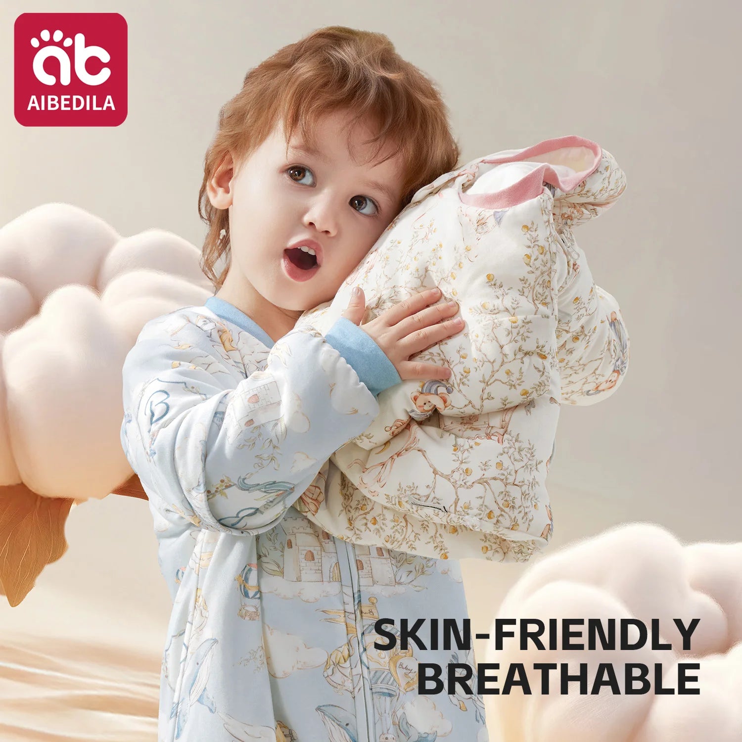AIBEDILA Бебешки чувал за спане, мек и уютен спален чувал за бебета, супер топъл ватиран одеяло за носене с подвижни ръкави, 6M-7G, момче/момиче