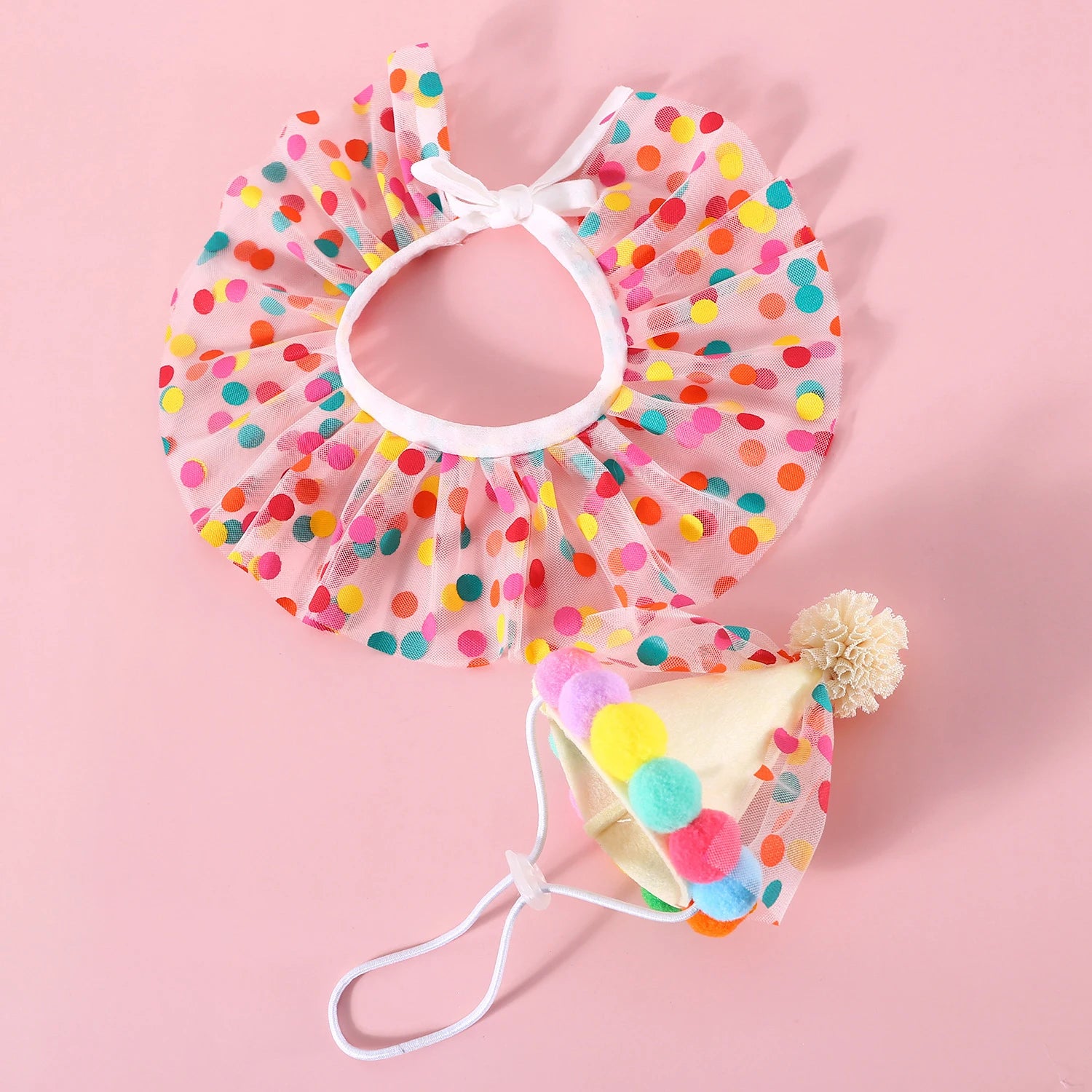 Цветна шапка за рожден ден за куче и котка, регулируем комплект шалове за рожден ден за котки, сладък лигавник за кучета за домашни любимци, рожден ден, обличане, шапка, аксесоари за кучета