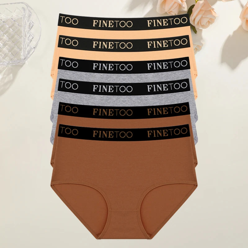 6 броя дамско памучно бельо с висока талия, секси дишащи бикини с колан и букви, големи размери, удобни бикини, еластично бельо, размер S-XXL