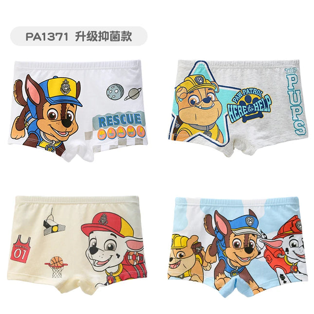 Оригинални Paw Patrol 4 бр. детско бельо за момче, плоски ъглови памучни гащички за бебе А-клас, антибактериални четириъгълни шорти