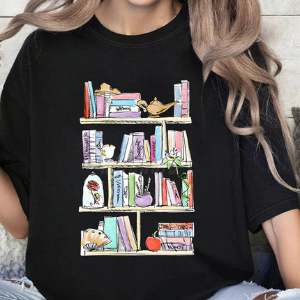Ретро, удобна и забавна тениска с тема четене – подарък за любителите на книги. Мека тениска с къс ръкав за жени. Личност