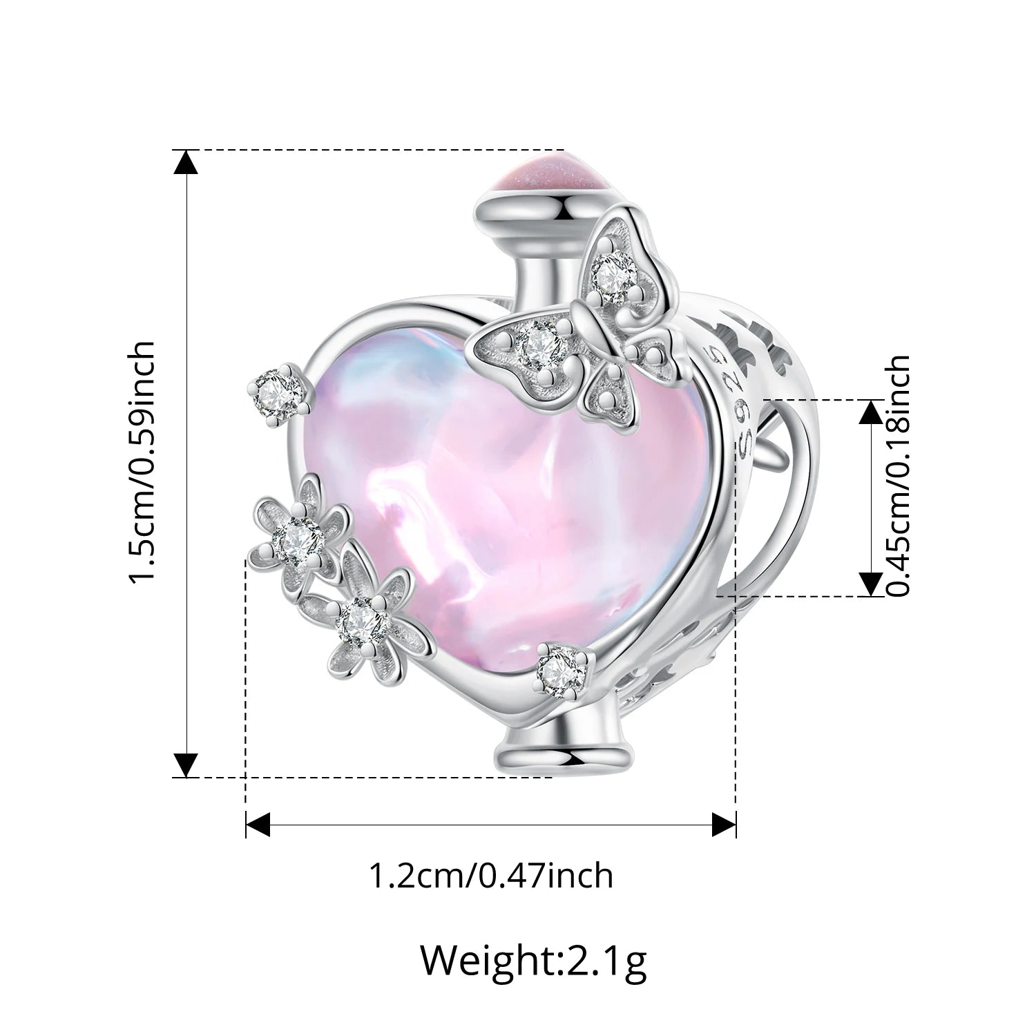 Bamoer 925 стерлингово сребро кристал розов пролетен чар цвете панделка дистанционер мъниста ретро висулка за жени DIY бижута романтичен подарък