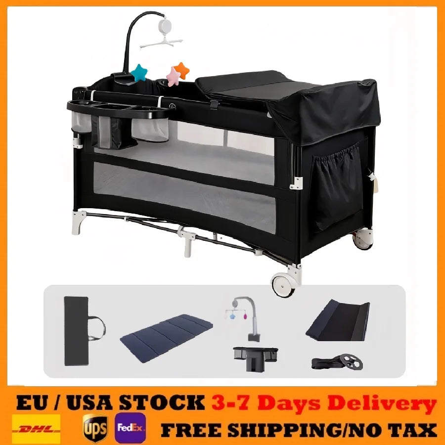 Бебешко легло, нощно шкафче, бебешко креватче, сгъваеми бебешки легла за бебе, конвертируемо бебешко креватче, детска кошара за майки и деца, бебешко креватче с маса за повиване