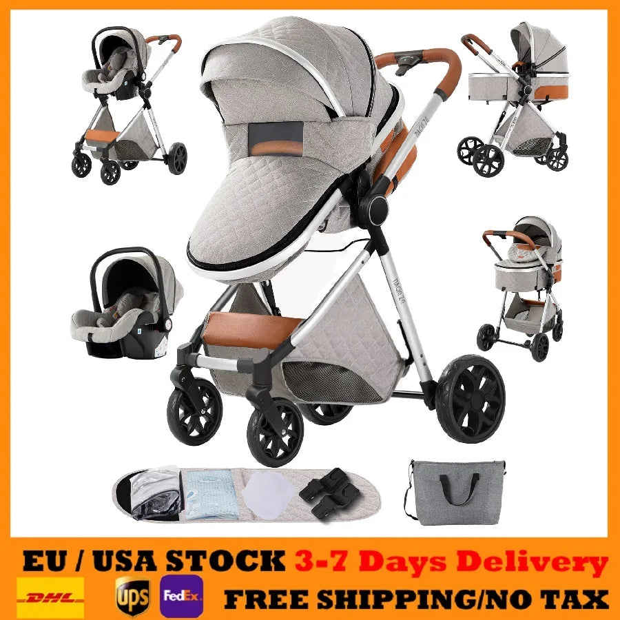 Лека бебешка количка Бебешка количка 3 в 1 за новородени коли за детско столче за кола компактна бебешка количка с четири колела