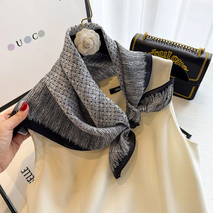 Моден 100% естествен копринен квадратен шал за жени, женски шал Foualrd, шал за врата, летни плажни шалове, шал Bandana, хиджаб, пашмина