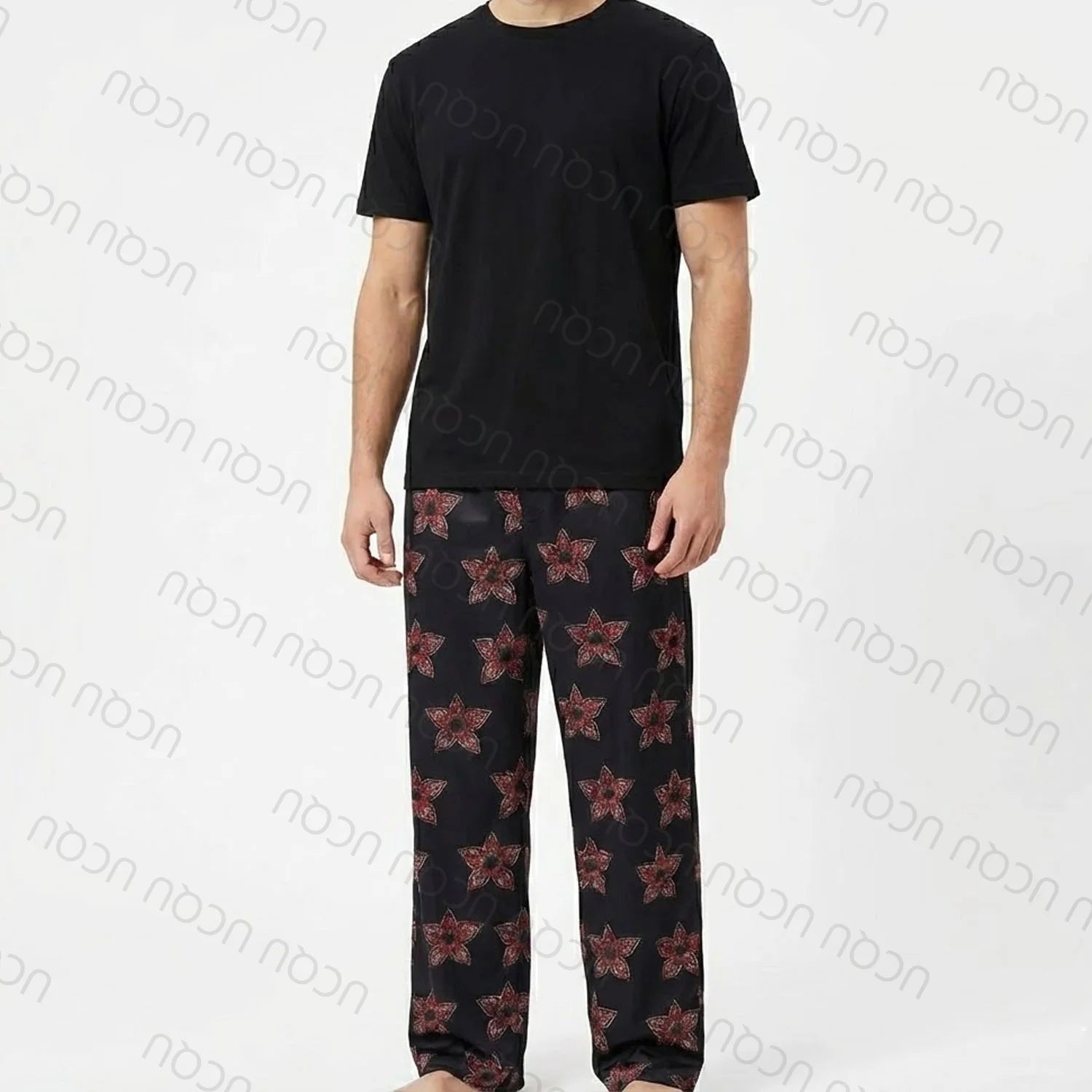 2026 UCQU Demogorgon Комплект пижама с главата надолу, двойка, тениска с къс ръкав Demogorgon, подарък за Свети Валентин, домашно облекло