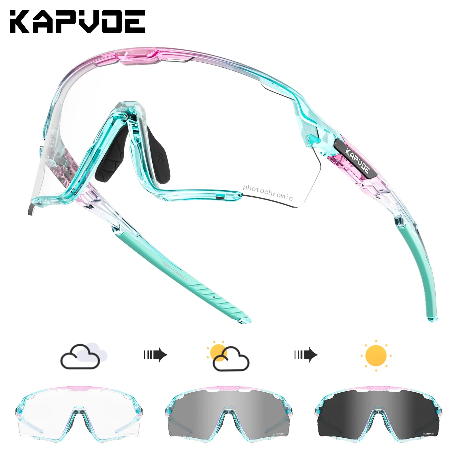 Kapvoe нови фотохромни слънчеви очила за открито, велосипедни, колоездачни очила, планински и шосейни велосипедни очила, жени, мъже, спортни, туристически, UV400 очила