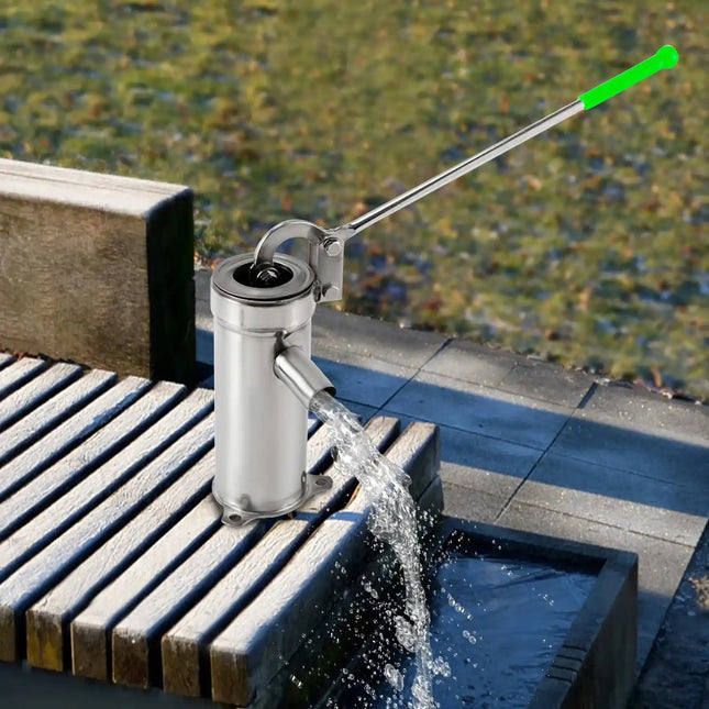 Помпа за дълбока вода от кладенец 32 мм, ръчна пресова помпа, ръчна помпа от неръждаема стомана за промишлена работа или градина, двор, ферма, дом