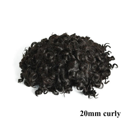 QHP Мъжка капилярна протеза Фина моно NPU перука Права къдрава перука от човешка коса Мъжка издръжлива естествена система за подмяна на коса