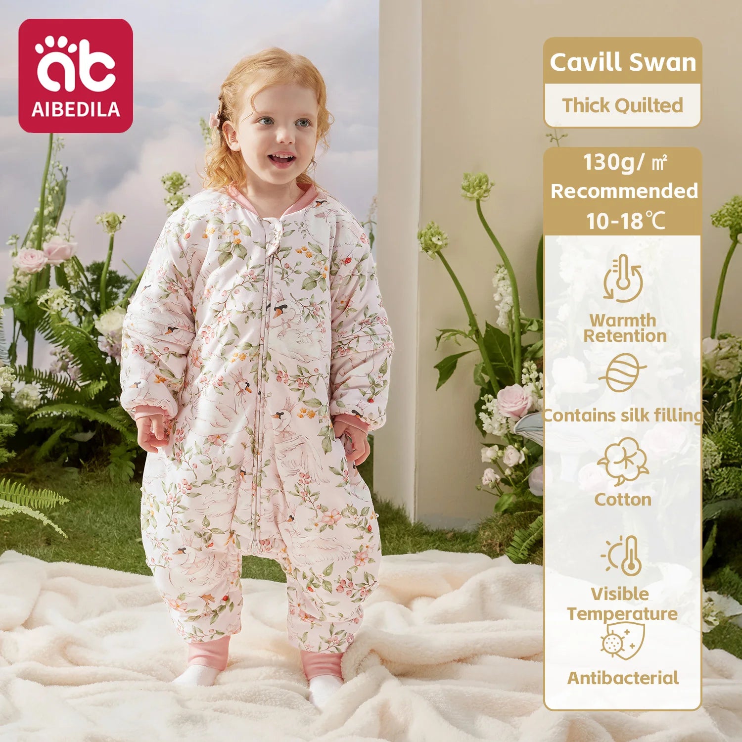 AIBEDILA Бебешки чувал за спане, мек и уютен спален чувал за бебета, супер топъл ватиран одеяло за носене с подвижни ръкави, 6M-7G, момче/момиче
