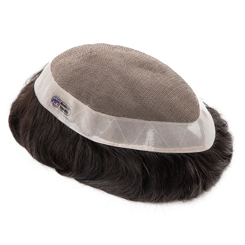 Тупи за мъже Моно PU мъжки перуки 6 инча естествена човешка коса протеза права вълна мъжка коса протеза издръжлива система за коса