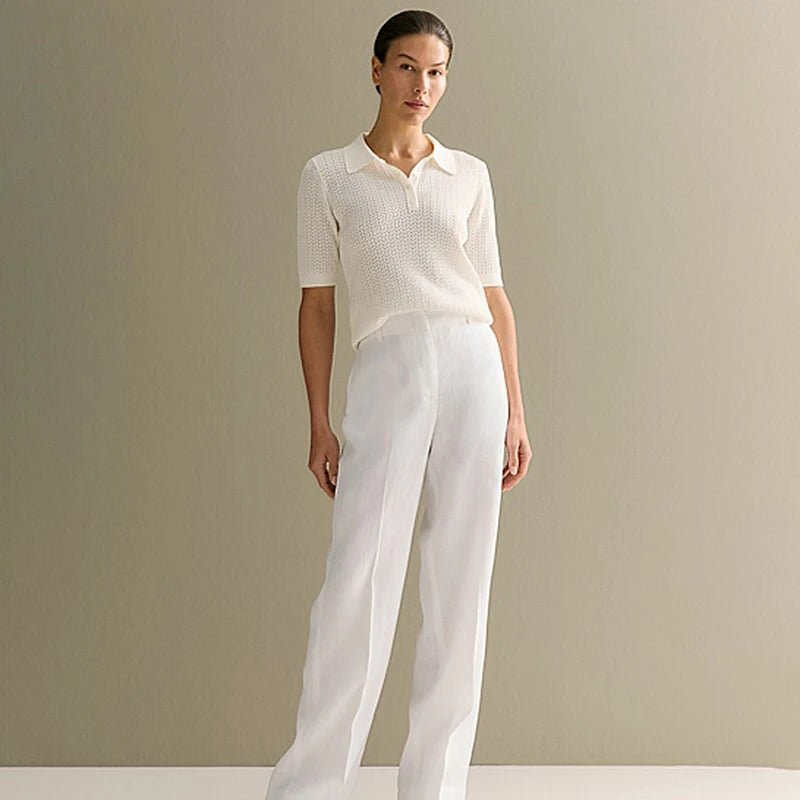 Tornova Дамска плетена тениска с къс ръкав, лятна, ежедневна, свободна, с ревер, плътни топове, пуловер, дамски пуловер, тениска, връхно облекло