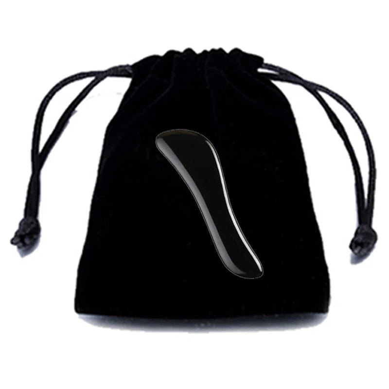 Натурален обсидиан, камък за лице, гуа ша, инструмент за стъргане за гваш, спа масажор, акупунктура, красота на лицето, грижа за кожата, избледняване на бръчки, петна