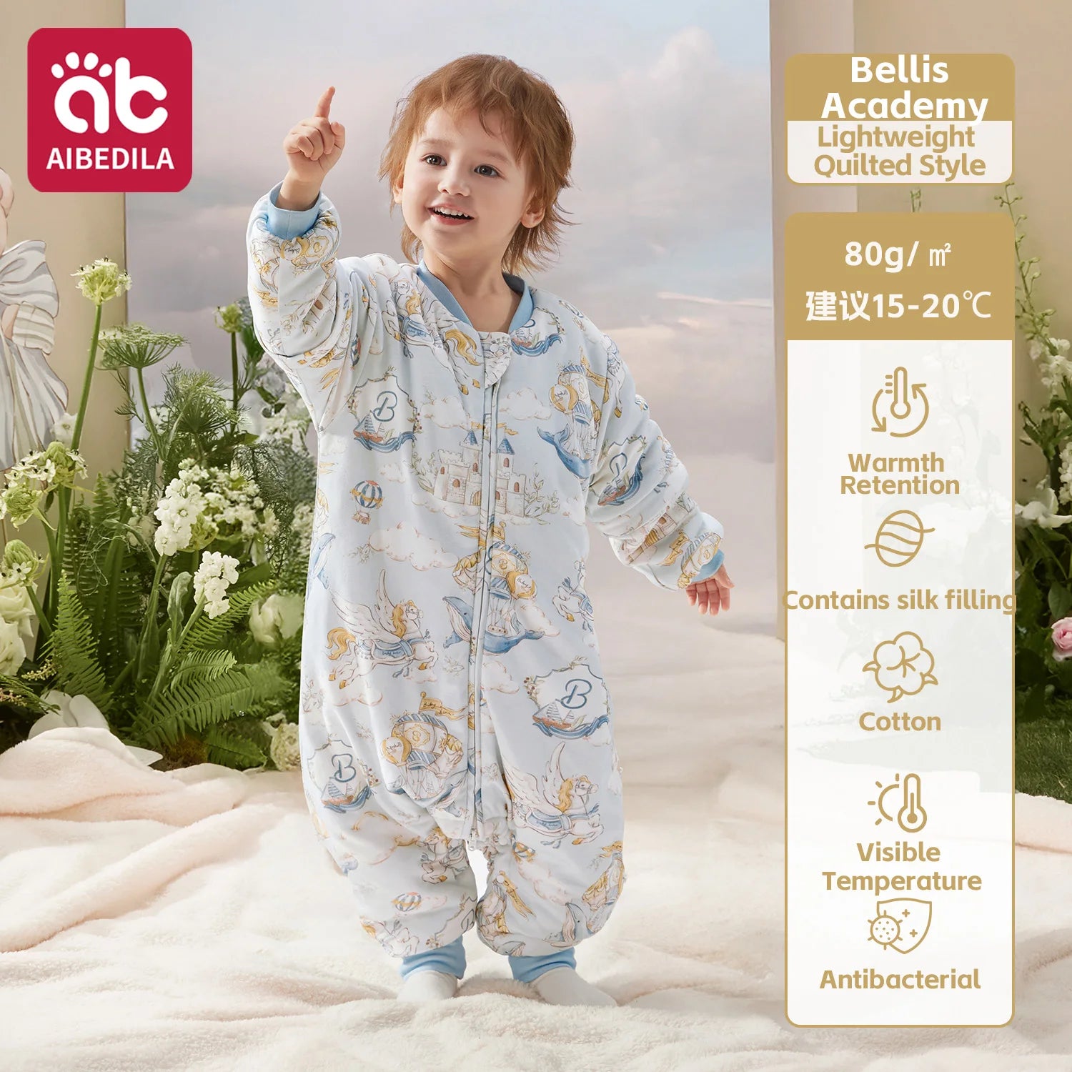 AIBEDILA Бебешки чувал за спане, мек и уютен спален чувал за бебета, супер топъл ватиран одеяло за носене с подвижни ръкави, 6M-7G, момче/момиче