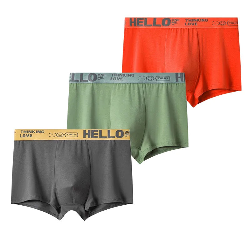 Комплект от 3 младежки боксерки, млечна коприна, плътни, детско бельо, момчета, удобни, дишащи, тийнейджърски боксерки