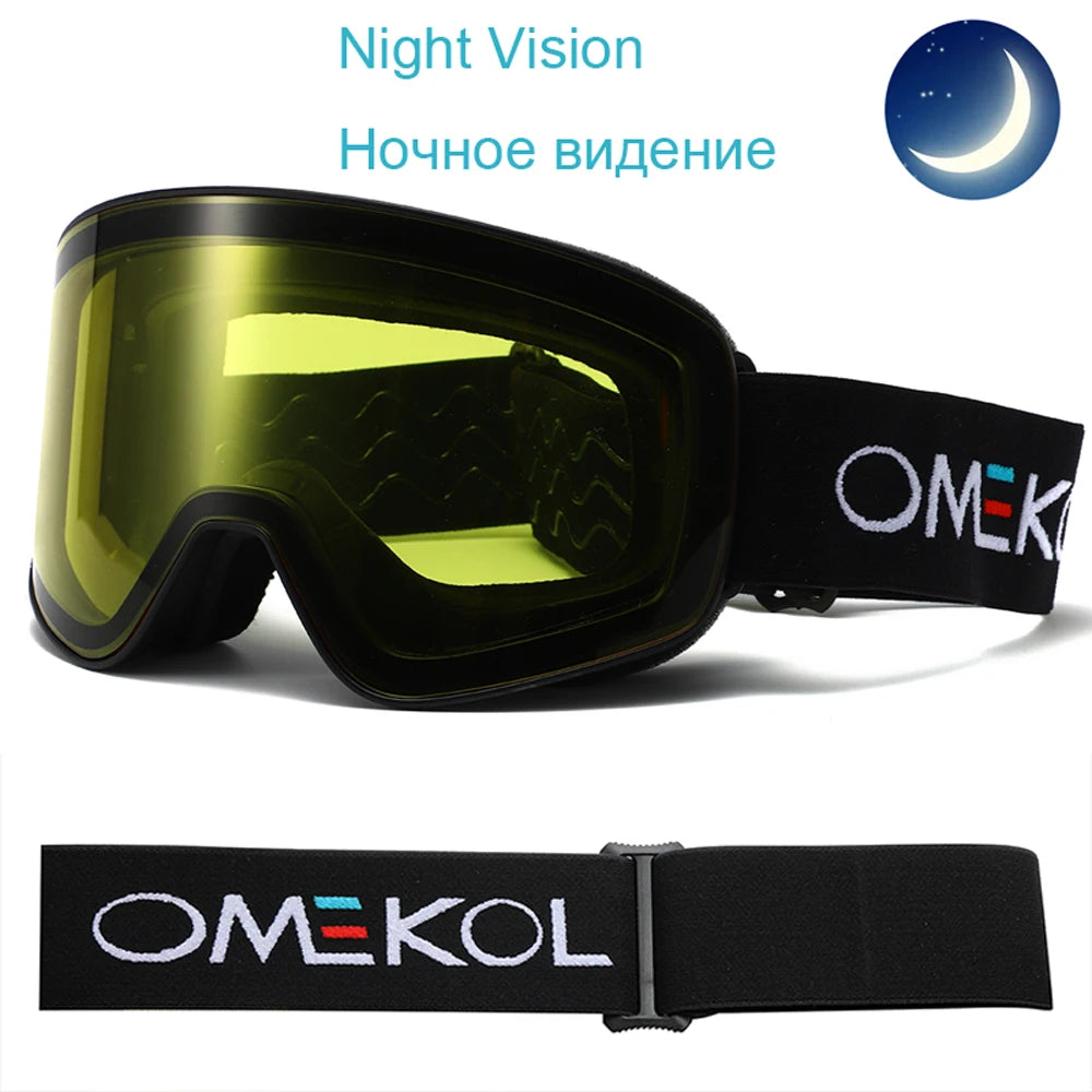 Двуслойни ски очила против мъгла, мъже и жени, маска за спорт на открито, туризъм, сняг, сноуборд, очила за снегомобили