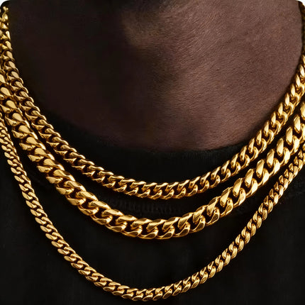 Класическо пънк кубинско колие с верижка за мъже и жени, неръждаема стомана, сиво, сребърно, златисто, черно, цвят, верига на едро