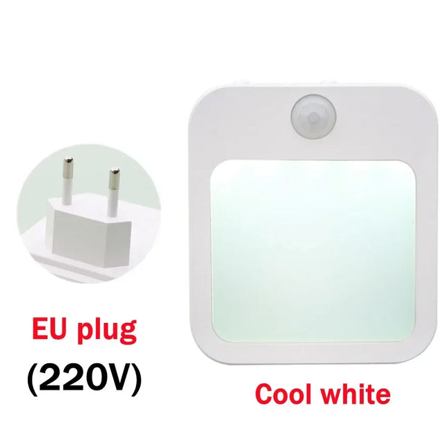 LED нощни лампи със сензор за движение, EU щепсел, димируема светлина за шкаф за бебешко легло, спалня, коридор, безжична нощна лампа