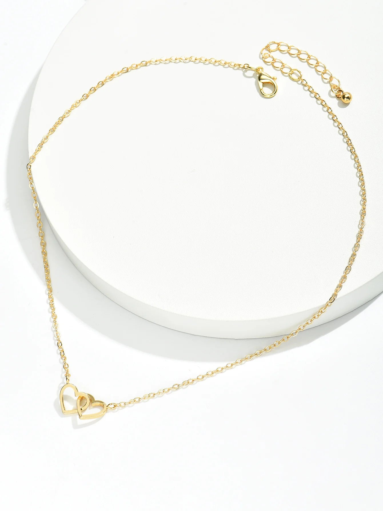 Малко сладко двойно кухо колие със сърце, женско модно колие с любов, бижута за Свети Валентин за жени