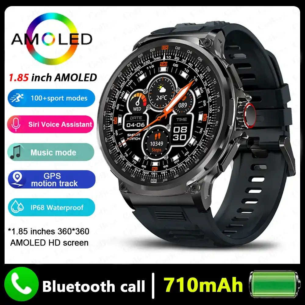 2026 Нов GPS Track Smart Watch за мъже 1.85-инчов HD AMOLED екран 710 Mah батерия Спорт Bluetooth Call Smartwatch за Android IOS