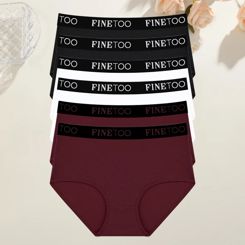 6 броя дамско памучно бельо с висока талия, секси дишащи бикини с колан и букви, големи размери, удобни бикини, еластично бельо, размер S-XXL