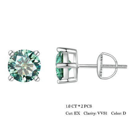 Дамски обеци BAMOER с 4 зъба и моасанит, плътно сребро 925, 2CT VVS1 Lab, с блестящи класически сватбени бижута