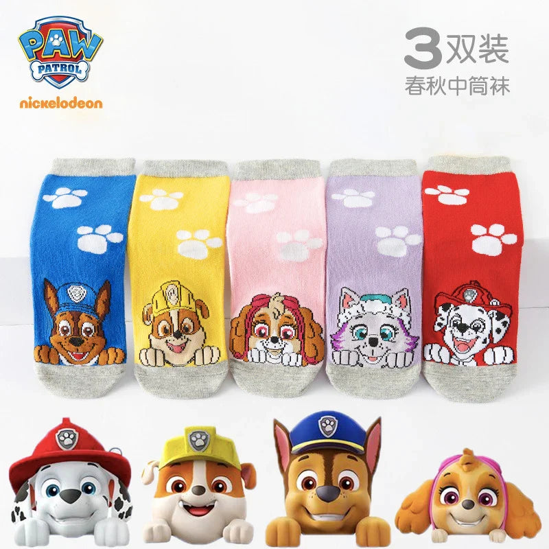 3 чифта/комплект оригинални детски чорапи Paw Patrol, сладки анимационни чорапи, детски модни средни чорапи, памучни чорапи за момчета и момичета, 2-7 години