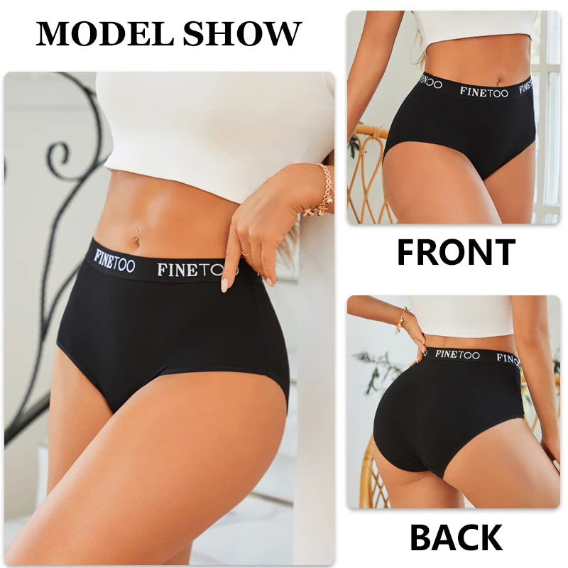 6 броя дамско памучно бельо с висока талия, секси дишащи бикини с колан и букви, големи размери, удобни бикини, еластично бельо, размер S-XXL