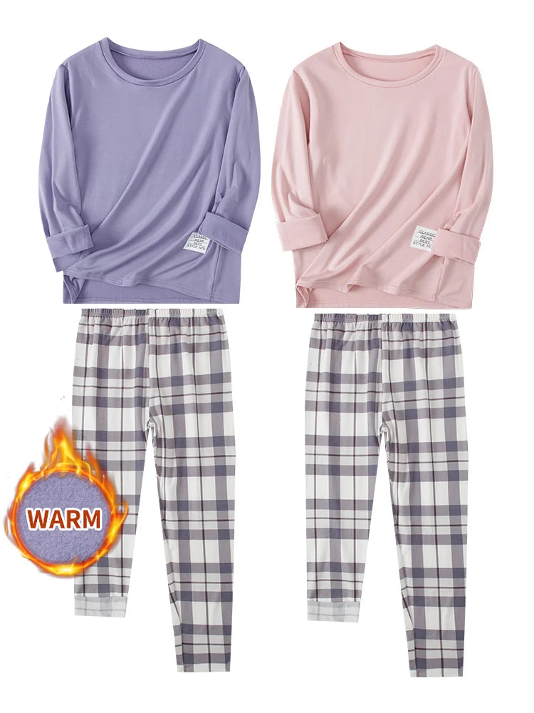 14+ Тийнейджърска тениска с едноцветен цвят, карирани панталони, домашни услуги, пижама за момичета с кръгло деколте, екип за свободното време за момчета от гимназията, пролетен и...