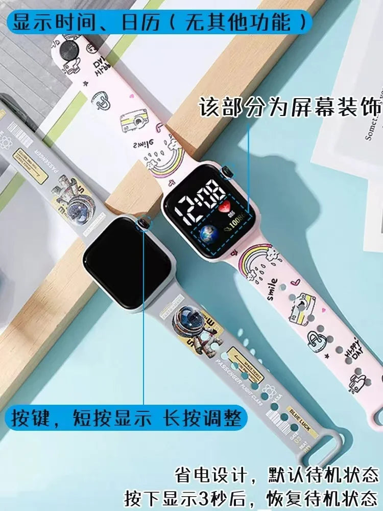 Нов електронен часовник с LED дисплей с анимационни филми, модерен електронен часовник с квадратен бутон Y1