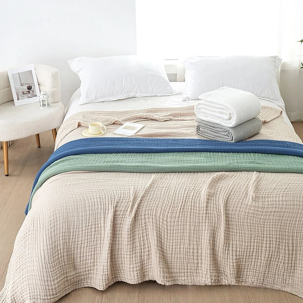 Памучно муселиново бебешко одеяло с голям размер, 6 слоя марлени одеяла за деца и възрастни, лятно юрганче, спално бельо, сгъстена кърпа за баня