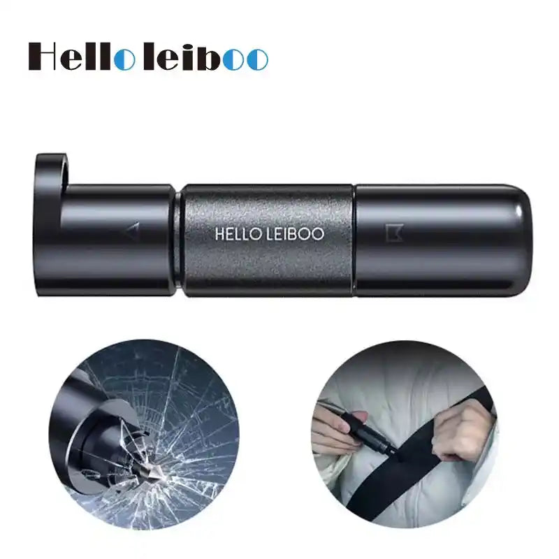 LEIBOO 2 в 1 Чук за безопасност на автомобила, авариен чукач за стъкло, високотвърда волфрамова стомана, резачка за предпазни колани, спасителен инструмент, автомобилни аксесоари