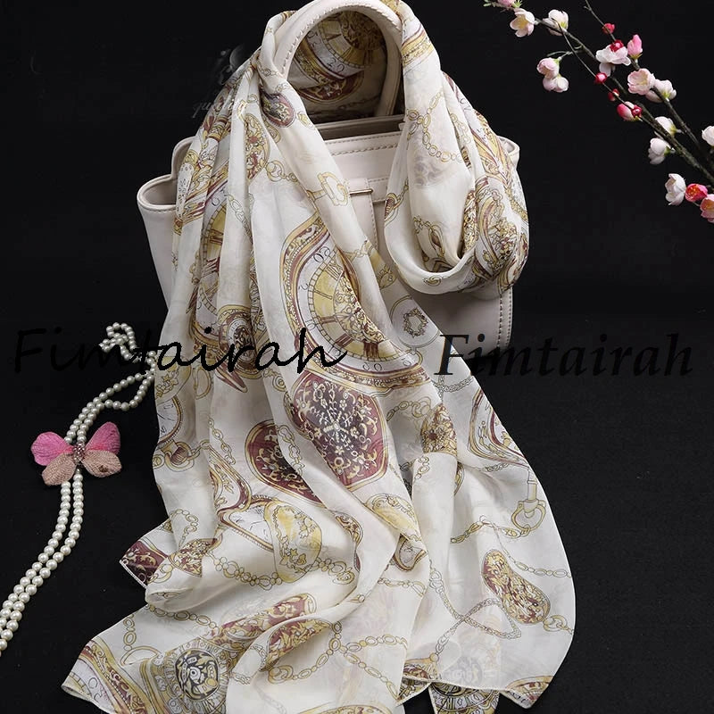 Fimtairah мек 100% копринен шал за жени с щампа Hangzhou 100% копринен шал дълъг шал пролет есен зима лято копринен шал