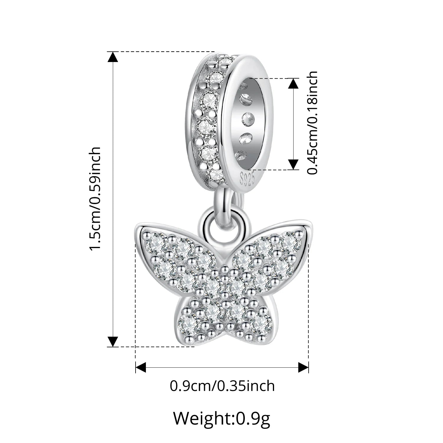 Bamoer 925 стерлингово сребро, изцяло розово-синьо, циркониево сърце, висулка, мини мъниста с четирилистна детелина за жени и момиче, направи си сам, сладък подарък за бижута