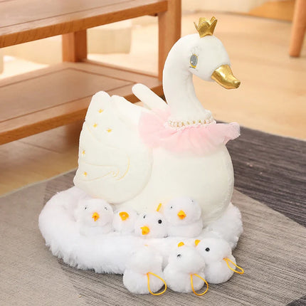 1 комплект Kawaii Chick Family Плюшени играчки Пиле Майка Пиле Бебе Плюшени кукли Симулация Кокошка с гнездо Плюшени животни Детски подаръци