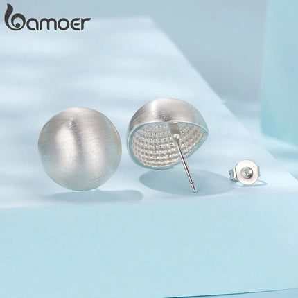 Обеци BAMOER с бяло позлатено покритие, гланцирани 3D топчета, високо полирани, модерни модни бижута за жени, сребро 925