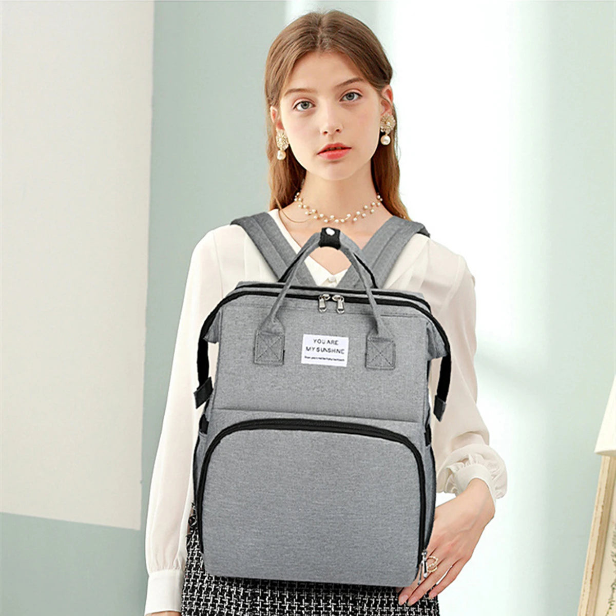 Сгъваема чанта за мама, лека преносима сгъваема раница за детско креватче с голям капацитет, бебешка раница, чанта за мама за излети и чанта за мама