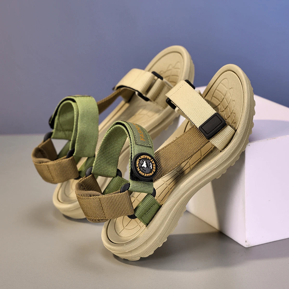 Летни детски сандали за момичета и момчета, дишащи спортни бягащи неплъзгащи се меки зелени обувки за плаж, детски ежедневни сандали за бягане