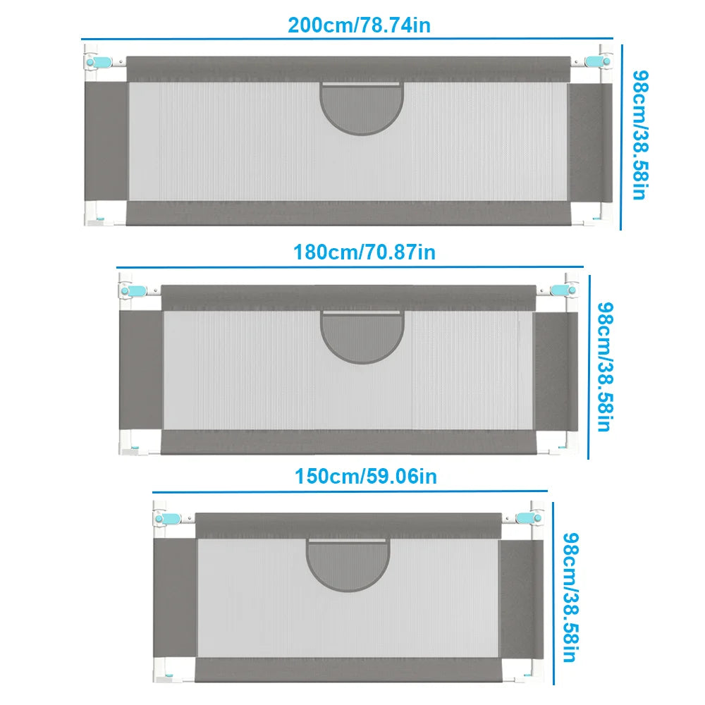 150/180/200 см Ограда за бебешко легло Парапет за бебешко легло Детска бариера за легло Ограда за детско легло Защита за детско легло Детски предпазни парапети