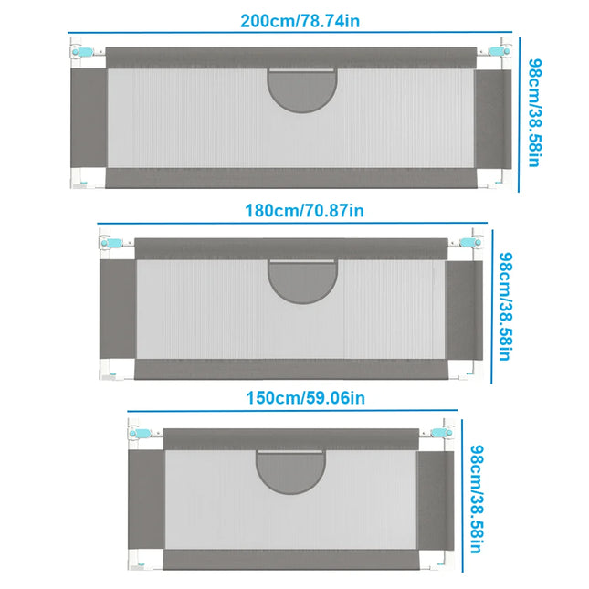 150/180/200 см Ограда за бебешко легло Парапет за бебешко легло Детска бариера за легло Ограда за детско легло Защита за детско легло Детски предпазни парапети