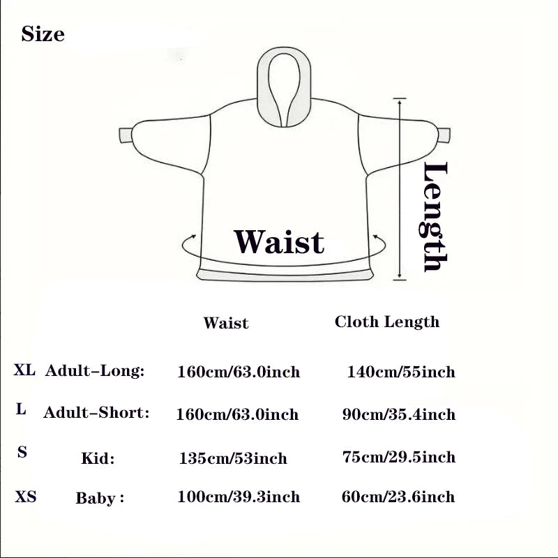 Семейни суичъри с качулки, зимни шерпа одеяла за носене, екстра дълги суичъри, дебели фланелени дрехи за мъже, жени, деца