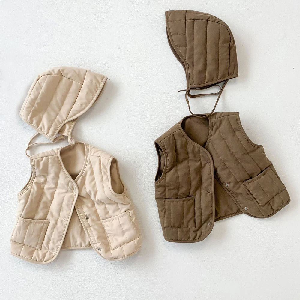 Корейски бебешки жилетки, комплект шапки, есенно-пролетни детски жилетки за момичета и момчета, якета за деца, връхни дрехи, палта, дрехи за малки деца